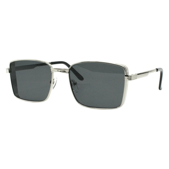 Mens Fashion Sunglasses Rectangular Metal Side Cover Frame UV 400 Silver, Black