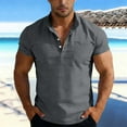 thumbnail image 3 of BLCHUNen Linen Shirts for Men Short Sleeve Casual Button Pullover Lightweight Breathable Summer Workout Tops with Pocket, 3 of 8