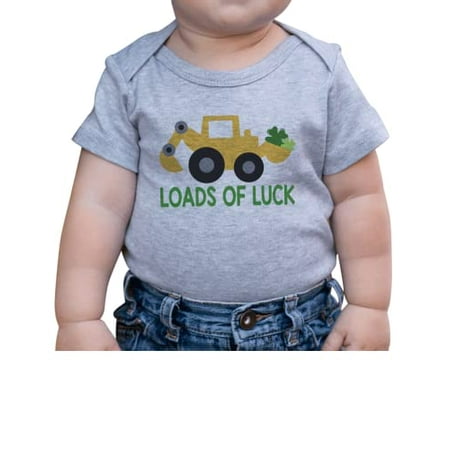 

7 ate 9 Apparel Kid s St. Patrick s Day Shirts - Construction Loads of Luck Grey Onepiece 0-3 Months