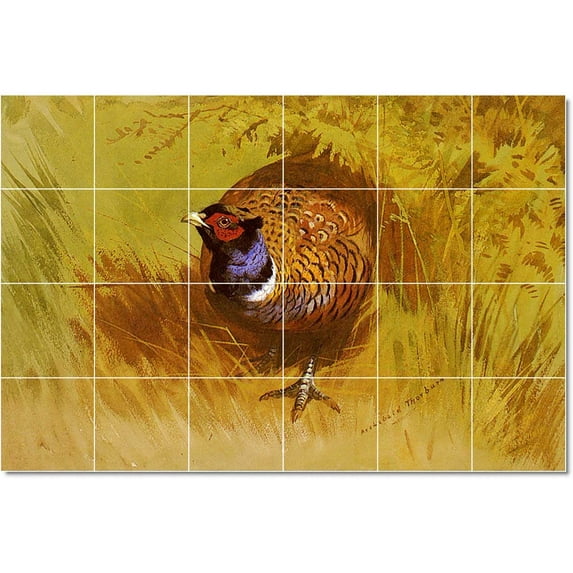 Ceramic Tile Mural-Archibald Thorburn Birds Painting 2. 25.5" w x 17" h using (24) 4.25 x 4.25 ceramic tiles