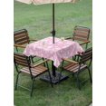 thumbnail image 3 of Outdoor Tablecloth with Umbrella Hole and Zipper, Pink White Christmas Square Table Cloth 54x54 Inch Waterproof Tablecloth, Xmas Tree Snowflake Winter Abstract Picnic Table Cover for Patio Camping, 3 of 7