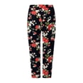 thumbnail image 6 of YDFCWXW Womens Capri Leggings Floral Print High Waist Lifting Capris Comfy Stretch Tummy Control Cropped Yoga Pant Black, L, 6 of 6
