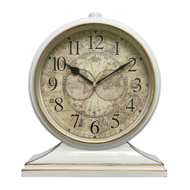 simhoa Horloge de Table Design Rétro Précis Sans Tic-Tac pour Salon Chambre Famille Blanc