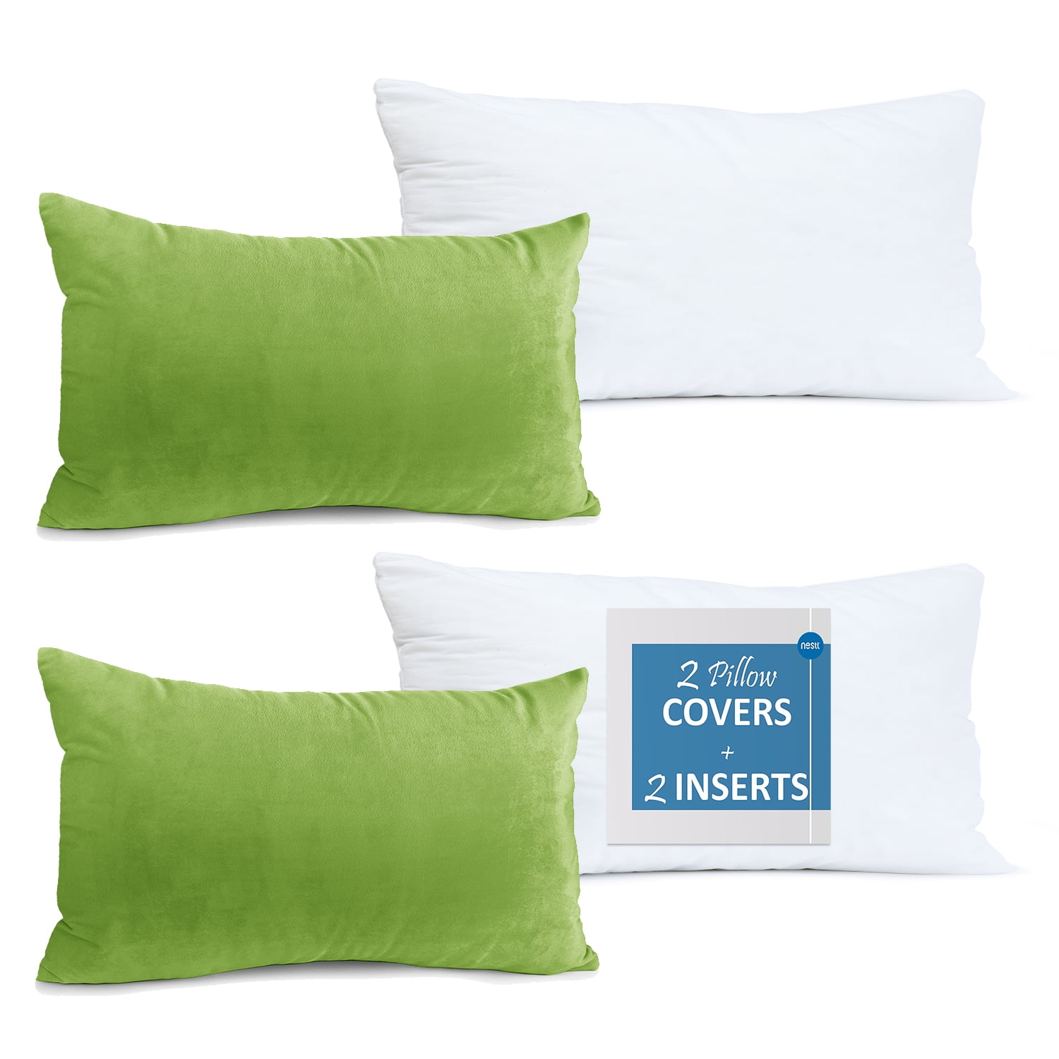 Nestl Plush 2 Pack Solid Decorative Microfiber Rectangle Throw Pillow
