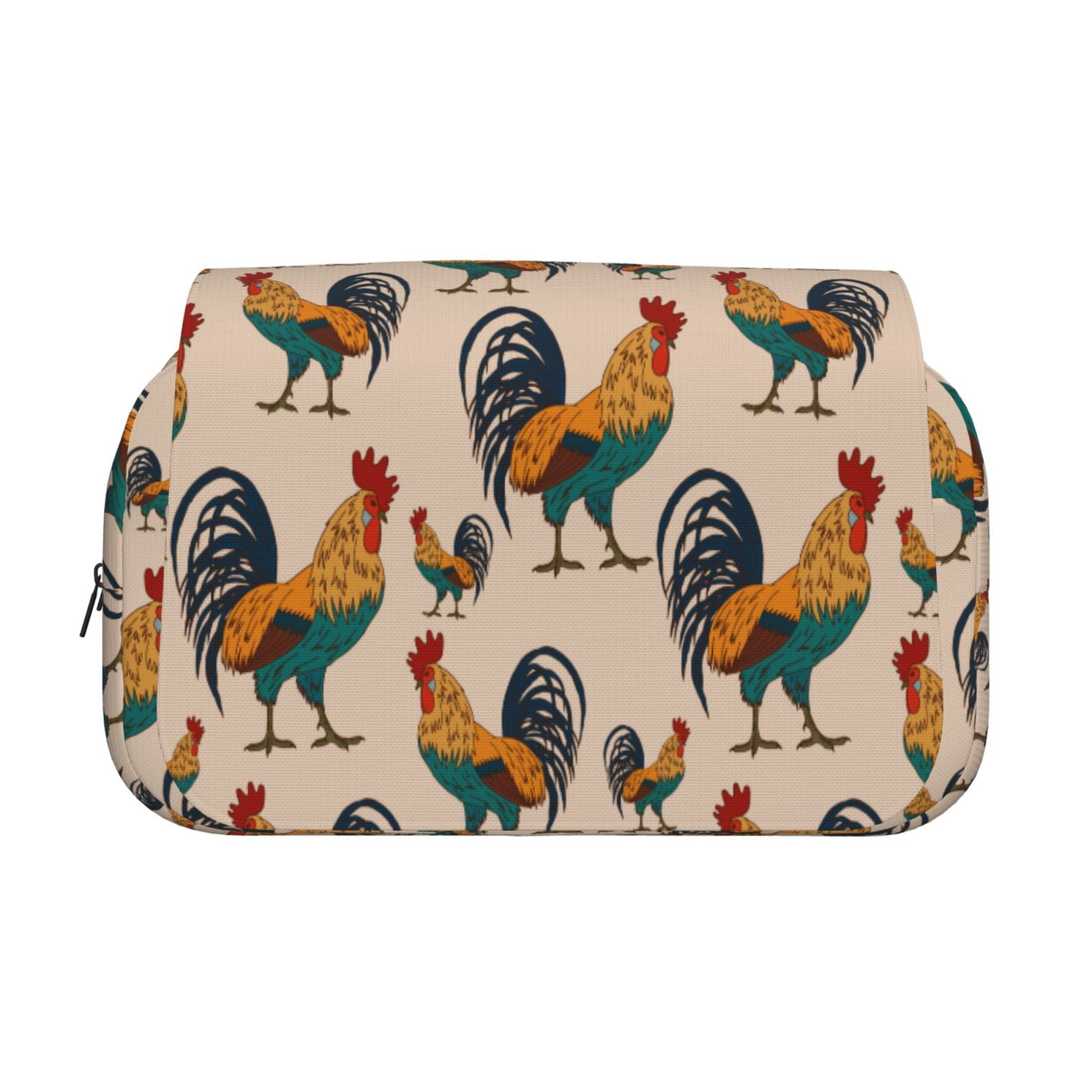 Rateoe Rooster Pattern Double Clamshell Pen Case, Storage Organizer with Two Zipper Compartments– Holds Up to 50 Pencils & Pens