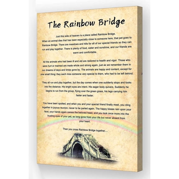 The Rainbow Bridge Poem Wall Art poster Positive Quotes Poster Retro Poetry Canvas Prints for Bedroom Decor poster