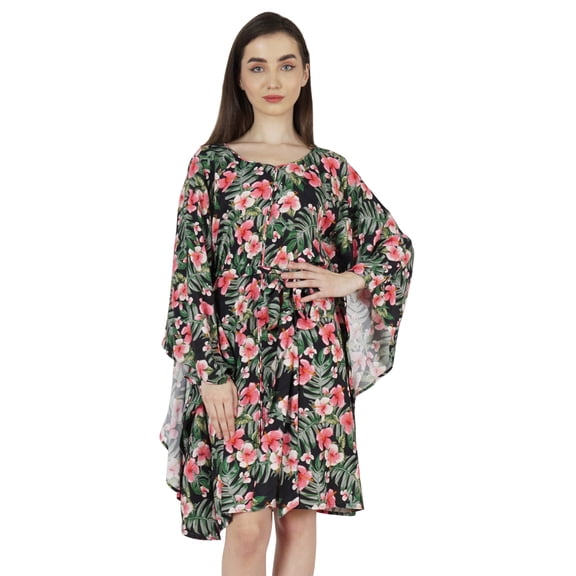 Moomaya Short Printed Kimono Kaftan For Women Turkish Kaftan Beachwear Bikini Cover Up