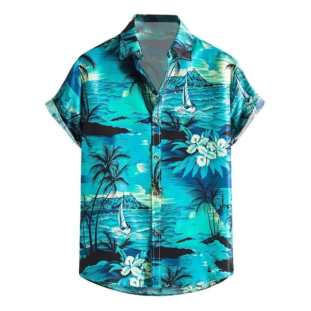 Playera En L Para Hombre, Camisa Hawaiana De Manga Corta Es