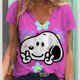 thumbnail image 5 of Camisetas estéticas con cuello en V para mujer, camisetas con estampado gráfico de Snoopy de MINISO, camisetas de manga corta Harajuku Y2k, ropa femenina, top lindo, 5 of 5