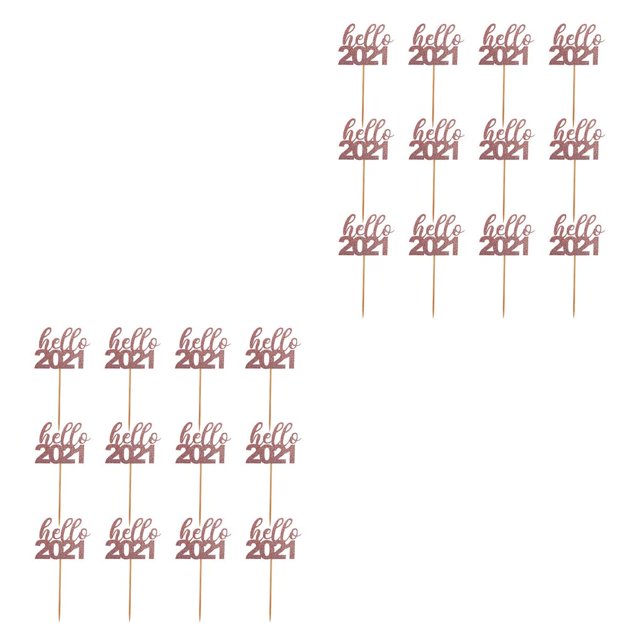 Matsuzay 12 piezas de oro rosa Hello 2021 número Cupcake Toppers Feliz Año Nuevo adornos para pasteles para Navidad suministros para fiestas Type1 NO1