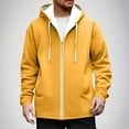 thumbnail image 2 of Mrmaere Men's Hooded Zip-Up Jacket Lined Adjustable Drawstring Warm Outerwear for Daily & Leisure Wear Yellow L, 2 of 5
