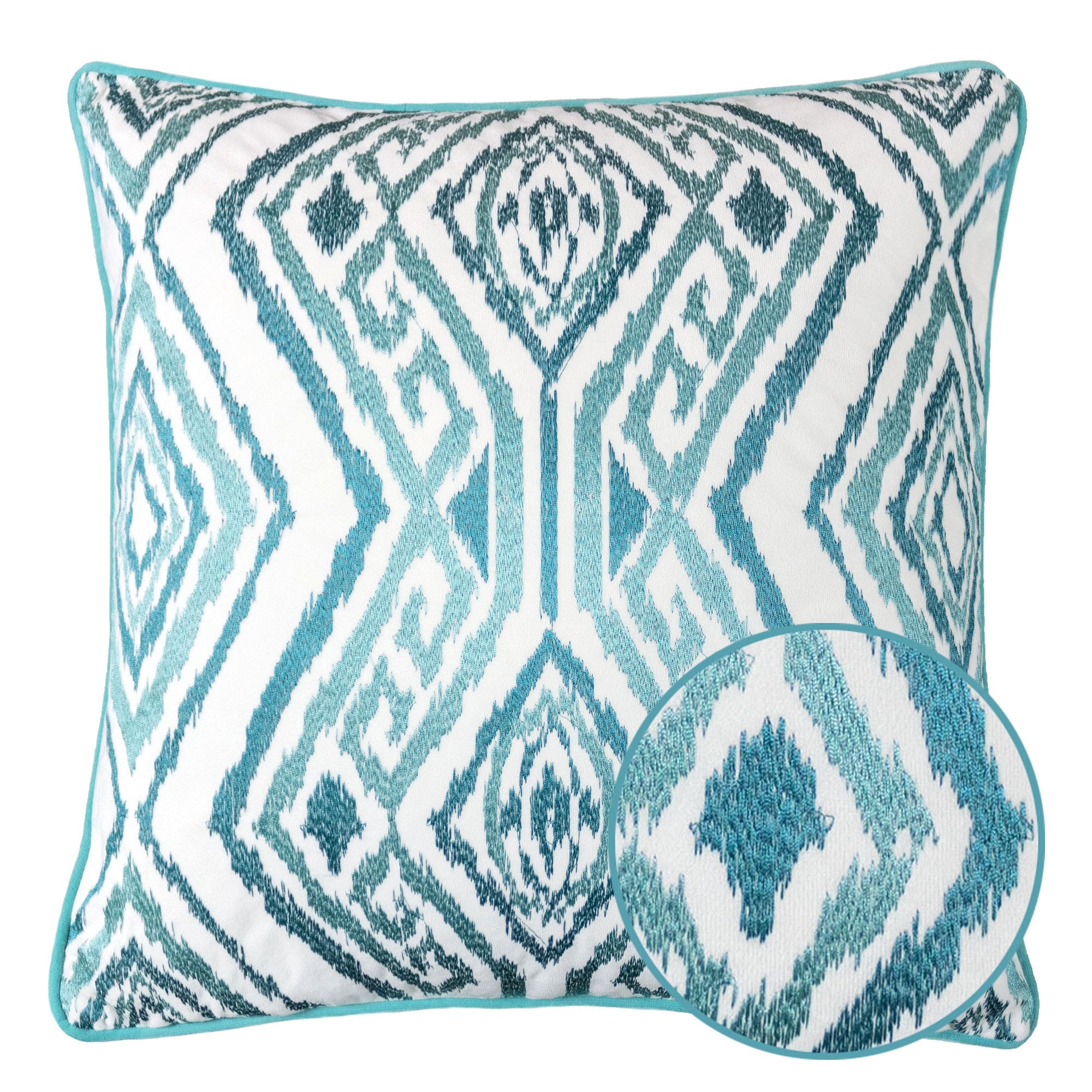 Chelsea Turquoise Abstract Polyester 20 in. x 20 in. Throw Pillow