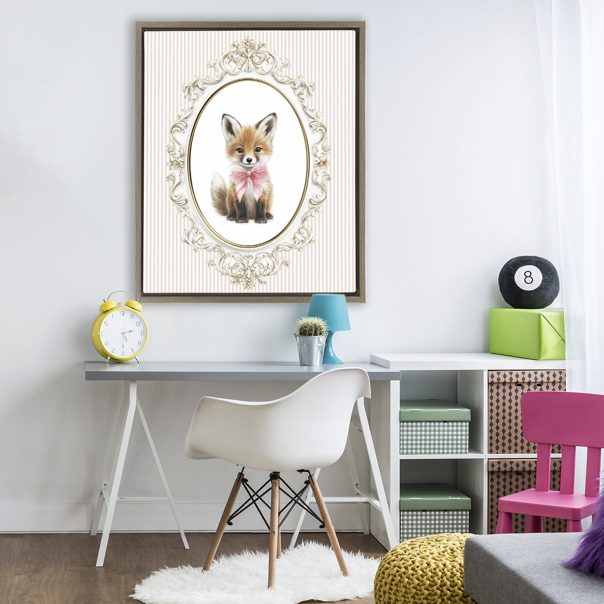 Stupell Industries Vintage Baby Fox Brown Framed Floater Canvas Wall Art, design by Christine Simpson Art