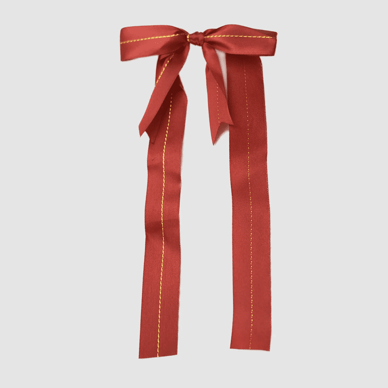 Sheer Satin W/gold Trim Ribbon - Red #12 