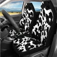 thumbnail image 2 of KUIFORTI Black Cow Print Automobile Seats Covers Set of 14 with Auto Center Console Armrest Pad Car Steering Wheel Cover Auto Seat Belt Cover Car Headrest Covers for Most Cars, 2 of 7