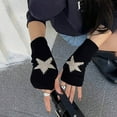 thumbnail image 3 of CUITING Women‘s Star Print Knitted Fingerless Gloves  Y2K Style  Warm & Comfortable  Elastic  Hand Wash or Dry Clean  Nylon Material  Festive Accessory for Ladies, 3 of 6