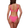thumbnail image 3 of INSPIRE CHIC Women's Cutout Racerback Ribbed Bikini Sets, 2 Piece Scoop Neck Top Triangle Bottom Swimwear Bathing Suits Small Rose Red, 3 of 5
