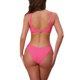thumbnail image 3 of INSPIRAR CHIC Conjunto de Bikini de Color Contrastante con Tejido Acanalado y Parte Inferior de Triángulo de Cintura Alta con Tirantes Espagueti Ajustables Pequeño Rosa Rojo, 3 of 5