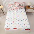 thumbnail image 4 of Manfei Valentine Rainbow Zipper Full Size Comforter Sets with Fitted Sheet and 2 Pillowcases, Cherry Tulip Flower Zipper Bedding Set, White Red Green, Polkadot Reversible, 4-Piece, 4 of 7