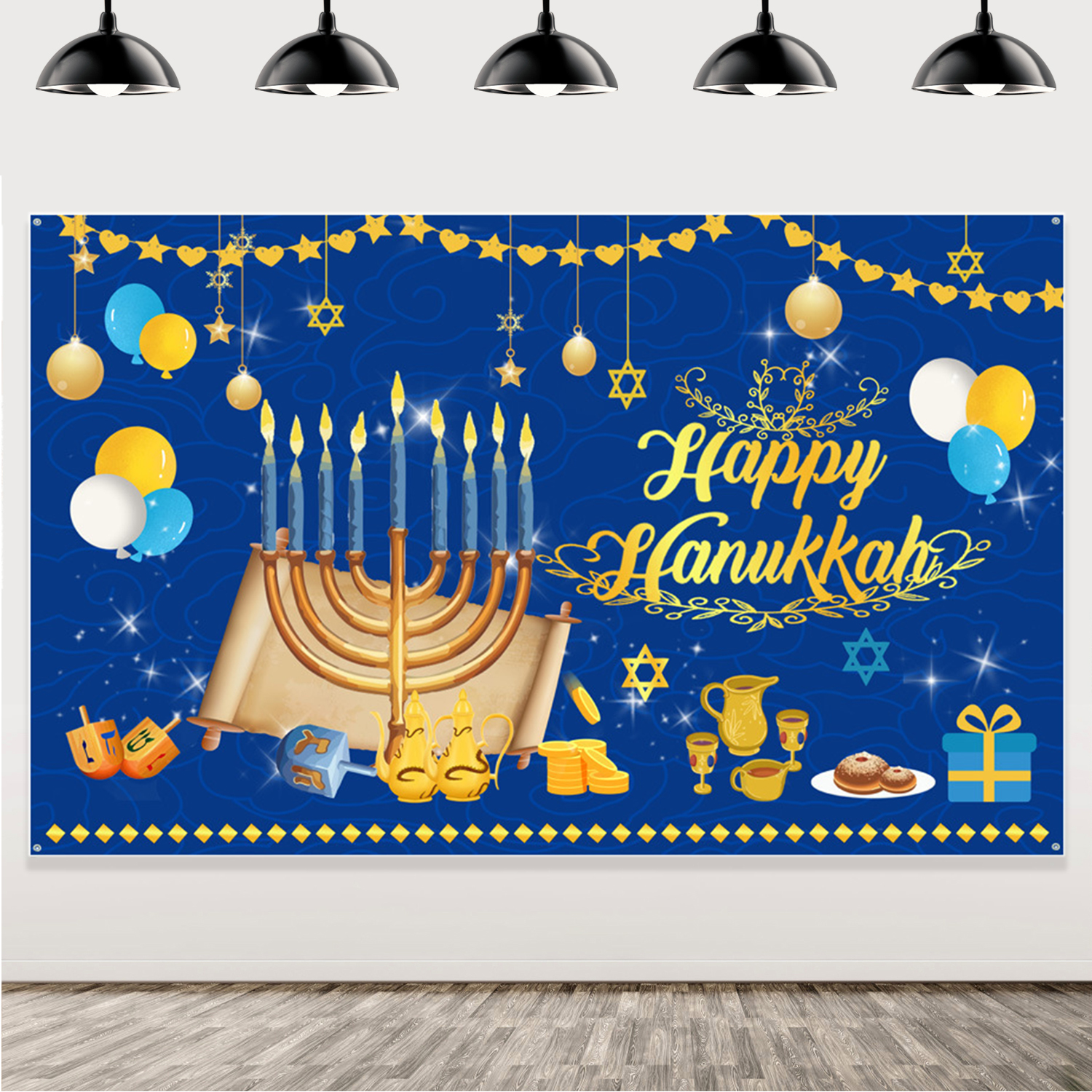 Hanukkah Background Decorations Happy Hanukkah Backdrop Chanukah