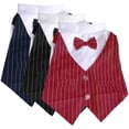 thumbnail image 5 of Meidiya Dog Shirt Puppy Pet Small Dog Striped Clothes,Elegant Stylish Suit Bow Tie Costume,Wedding Shirt Formal Tuxedo with Bow Tie,Dog Prince Wedding Bow Tie Suit, 5 of 8