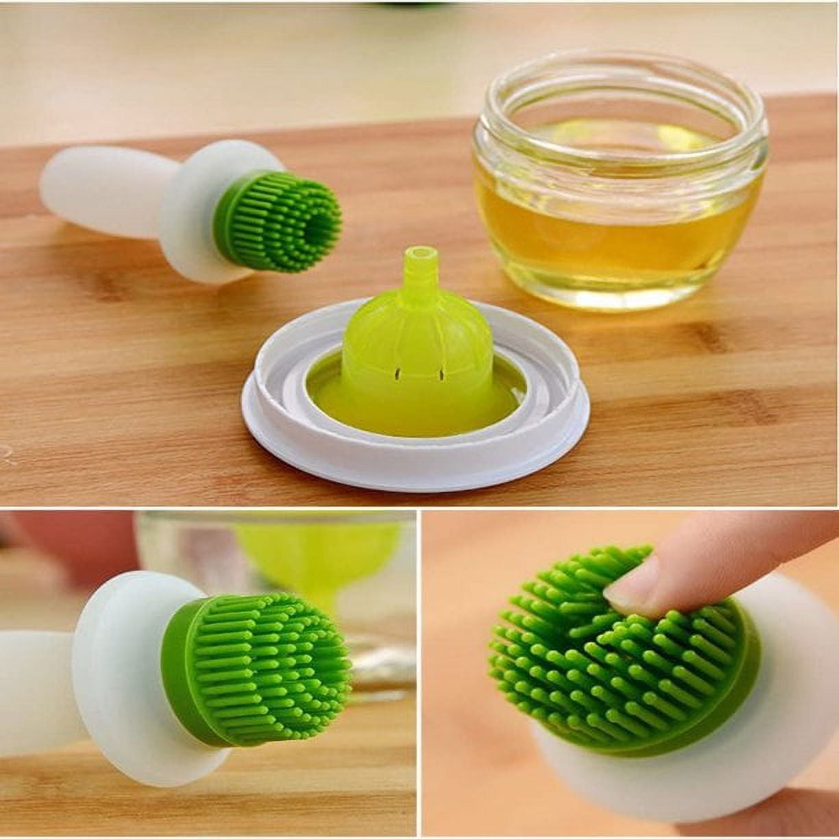 Chef's Basting Brush Olive Oil Dispenser Bottle Set with Silicone Bristles  1 Pcs