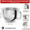 thumbnail image 3 of Suitable for Kitchenaid 6QT stainless steel mixing bowl, suitable for 5-6QT lifting kitchen machine with handle, 3 of 6