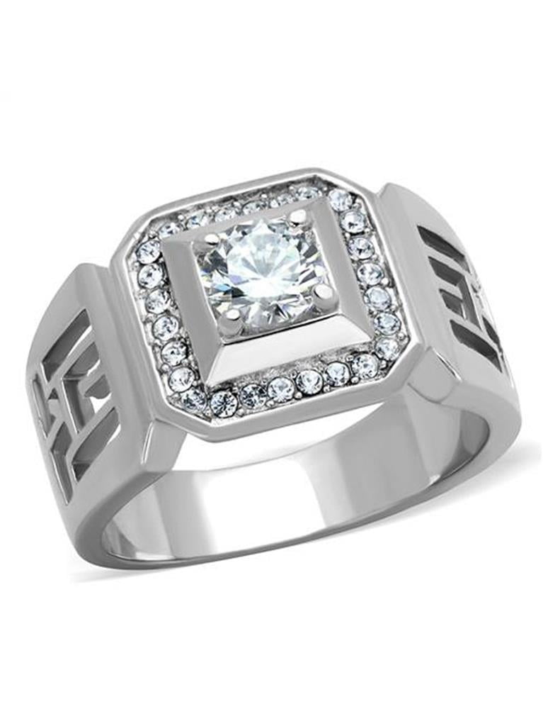 Marimor Jewelry Men's 1.10 Ct Round Cut Cubic Zirconia, Silver