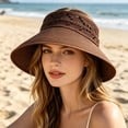 thumbnail image 3 of 2026 New Sun Hats for Women Wide Brim Roll-Up Beach Ponytail Hat Packable Foldable Travel Straw Visor (Coffee), 3 of 4
