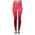 thumbnail image 2 of Gibobby Leggings gluteos deportivo Leggings para mujer Leggings de entrenamiento Pantalones de bloque de color con estampado navideño Leggings elásticos (Rojo, XL), 2 of 5