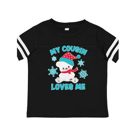 

Inktastic Polar Bear My Cousin Loves Me in Santa Hat with Snowflakes Gift Toddler Boy or Toddler Girl T-Shirt