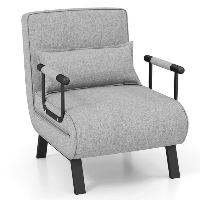 Sofá cama Convertible Costway Silla de Dormir Individual Gris claro
