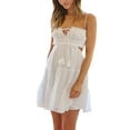 thumbnail image 2 of Yunliwuli Women Sling Dress, Spaghetti Straps Backless Tie-up Hollowed Summer Mini A-line Dress, 2 of 10
