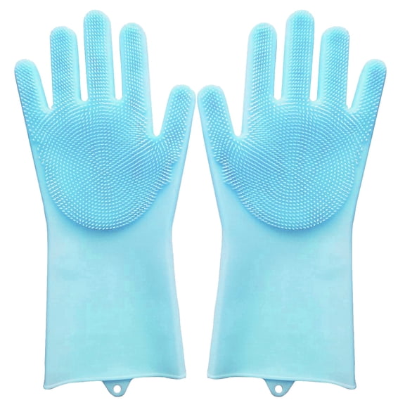 Pet Republique Silicone Bathing Gloves for Dogs, Cats, & Most Animals – Long Sleeve Grooming Glove with Foam Scrubbing Bristles, Sold in Pair