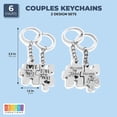 thumbnail image 2 of 12 Pack Puzzle Piece Keychains for Couples Lovers Birthday, His and Her Anniversary Gift, Silver, 6 Designs, 1.2 x 3.3 in, 2 of 5
