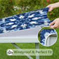 thumbnail image 6 of Indigo Tie Dye Snowflake Square Fitted Tablecloth with Elastic Edge,Square Table Cover,Washable Elastic Table Cover for Home Kitchen Party Decor 34"x34", 6 of 6