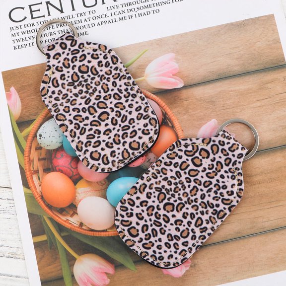 LITINKIMI 2Pcs Durable Neoprene Key Ring Keychain with Leopard Pattern for Decoration