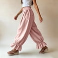 thumbnail image 5 of LUGOGNE Harem Pants Women Smocked Elastic Waist Baggy Lounge Pants Pleated Ruffle Hem Lightweight Flowy Casual Trousers with Pockets Pink,XL, 5 of 6