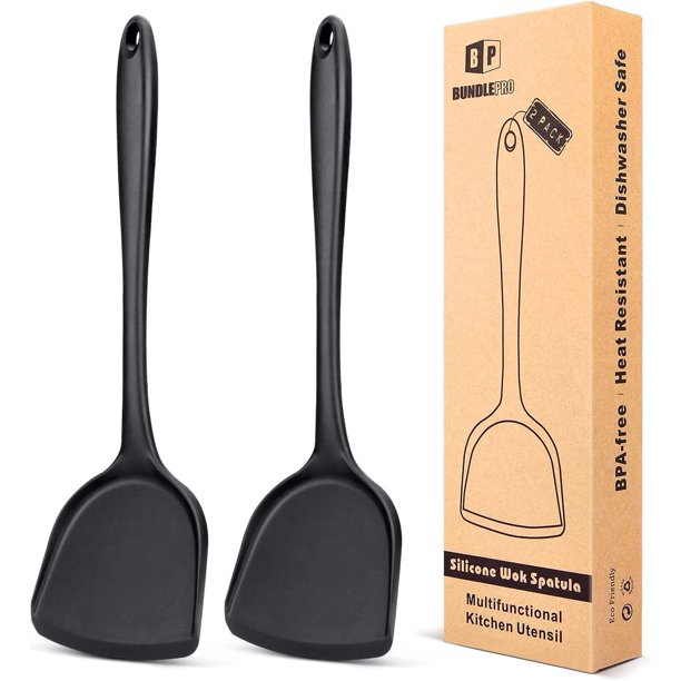 Bundlepro 2 Pack Silicone Wok Spatula,Seamless Kitchen Utensil for