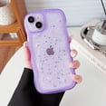 thumbnail image 6 of for iPhone 14 Plus Case 6.7" Curly Wave Edge Design Transparent Bling Glitter Star Shiny Case Cute Clear Transparent Full Protection Soft TPU Shockproof Phone Cover for Women Girls, Purple, 6 of 14