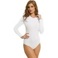 thumbnail image 4 of NBB Women Basic Solid Short Sleeve Scoop Neck Cotton Hipster Bodysuit Lingerie, Size Medium, 4 of 6