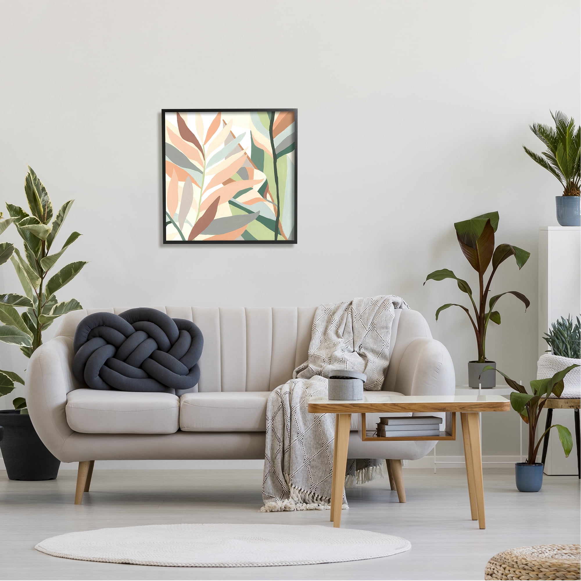 Stupell Industries Contemporary Tropical Palm Leaves Botanical & Floral Painting Black Framed Art Print Wall Art