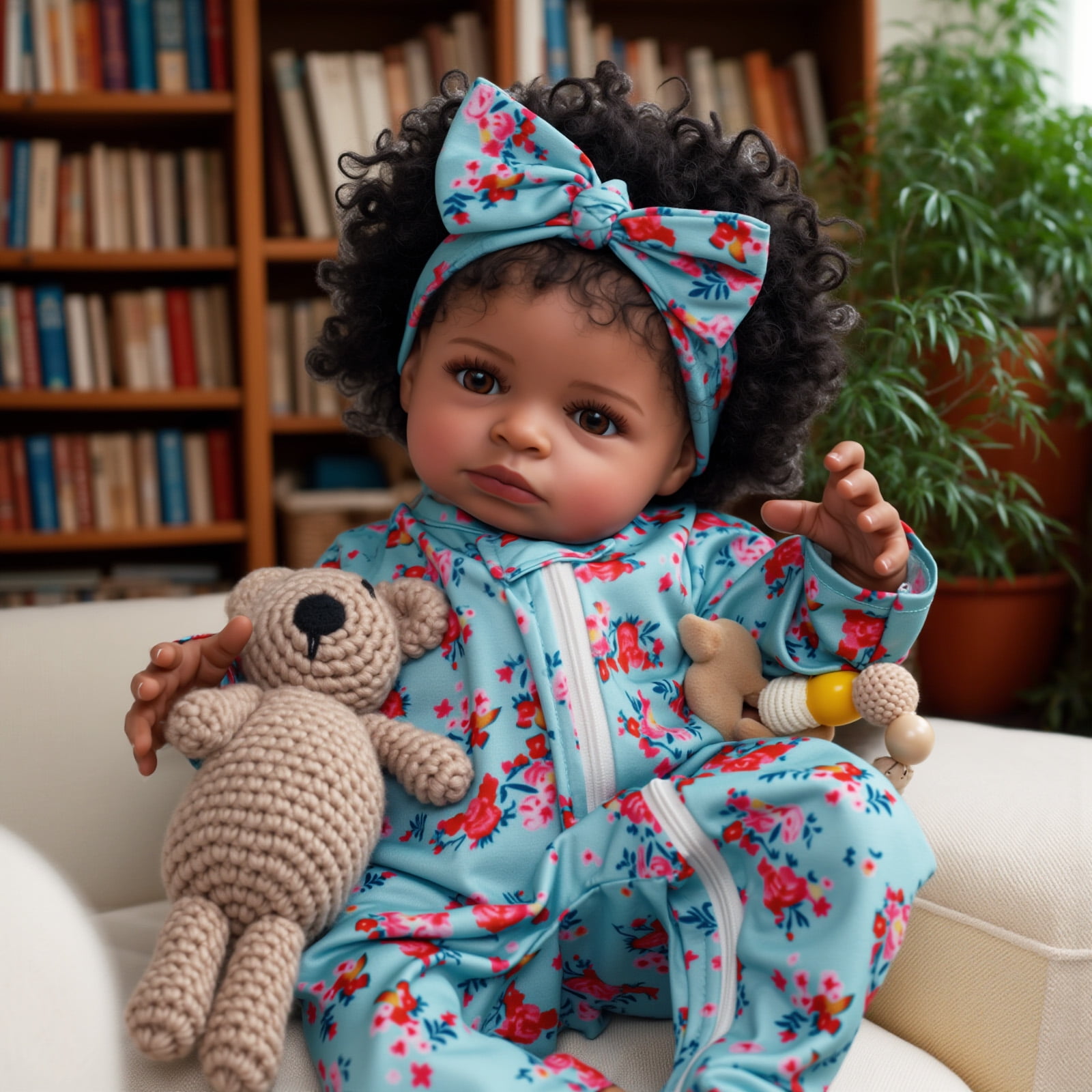 RSG 20 Inch Lifelike Reborn Baby Dolls Black Girl，Soft Body Handmade Real Life Baby Dolls with Clothes and Toy Gift for Kids Age 3+