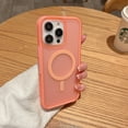 thumbnail image 3 of TECH CIRCLE Matte Case for Apple iPhone 14 6.1 inch (2022) ,Built in Magnet Compatible with MagSafe Charger,Anti-fall Translucent Frosted PC Magnetic Slim Fit TPU Border Phone Case,Pink, 3 of 9