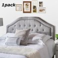 thumbnail image 1 of Chic Queen Bed Headboard, Perfect Match for Contemporary Decor, Polyester and Metal Design, Grey, 1 of 6