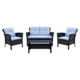thumbnail image 1 of CorLiving Cascade 4Pc Black Resin Rattan Wicker Patio Conversation Set, 1 of 8