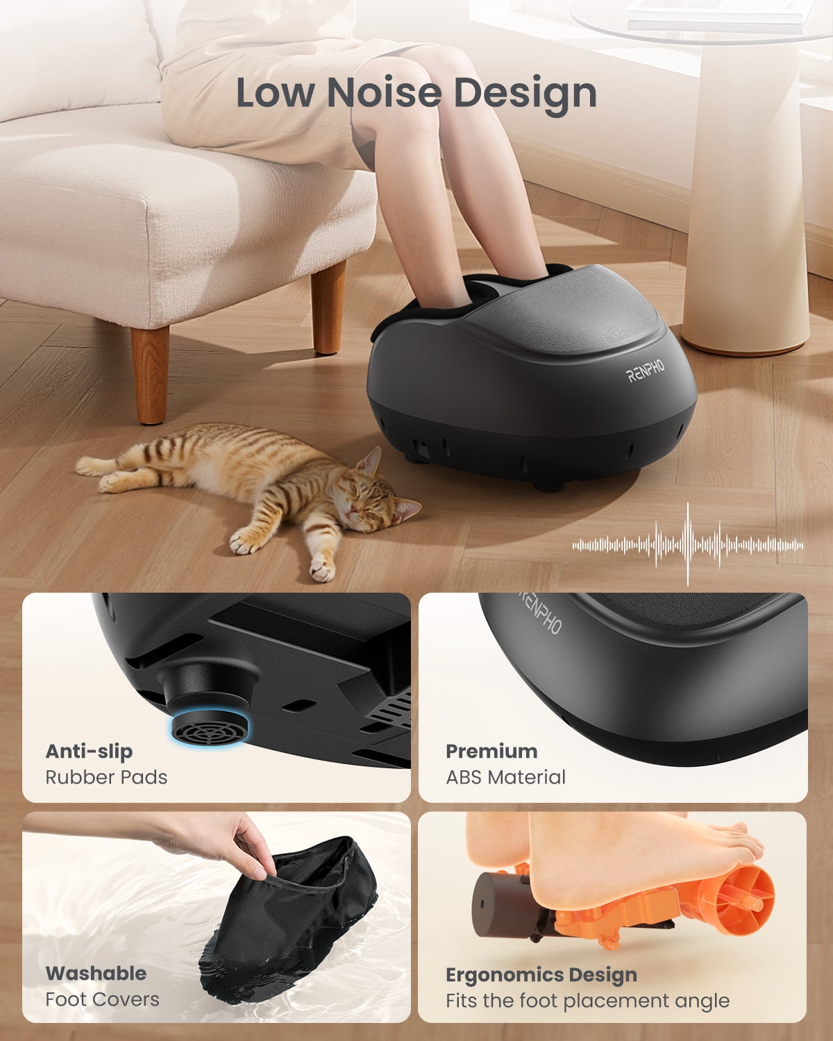 RENPHO Shiatsu Foot Massager Machine with Heat, Birthday Mother's Day Gifts for Mom Women Dad Men,Deep Kneading Therapy Improve Foot Wellness- Black