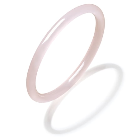 ZHOU LIU FU Chalcedony Jade Bangle Bracelets for Women Handmade Light Pink Chalcedony Round Bracelet Natural Healing Gemstone Lucky Jewelry Gift Her Mom