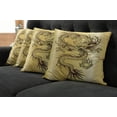 thumbnail image 2 of Ambesonne Dragon Throw Pillow Cover 4 Pack, Chinese Eastern Myth, 16", Mustard and Black, 2 of 6