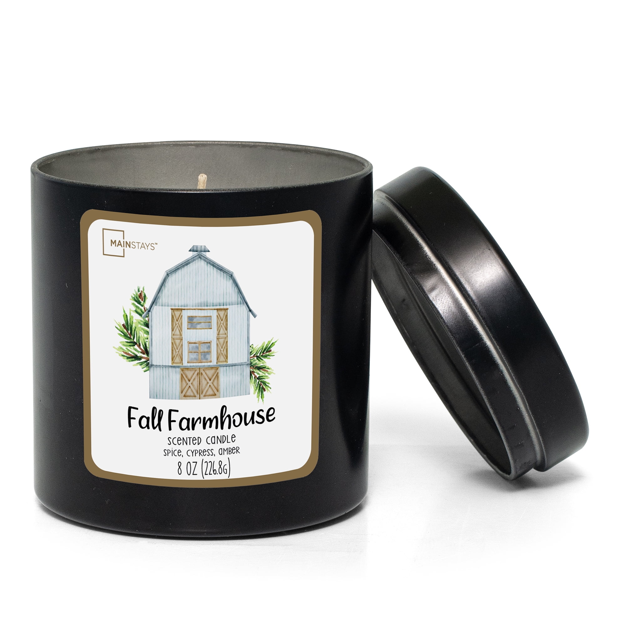 Mainstays 8oz Black Tin Candle, Fall Farmhouse